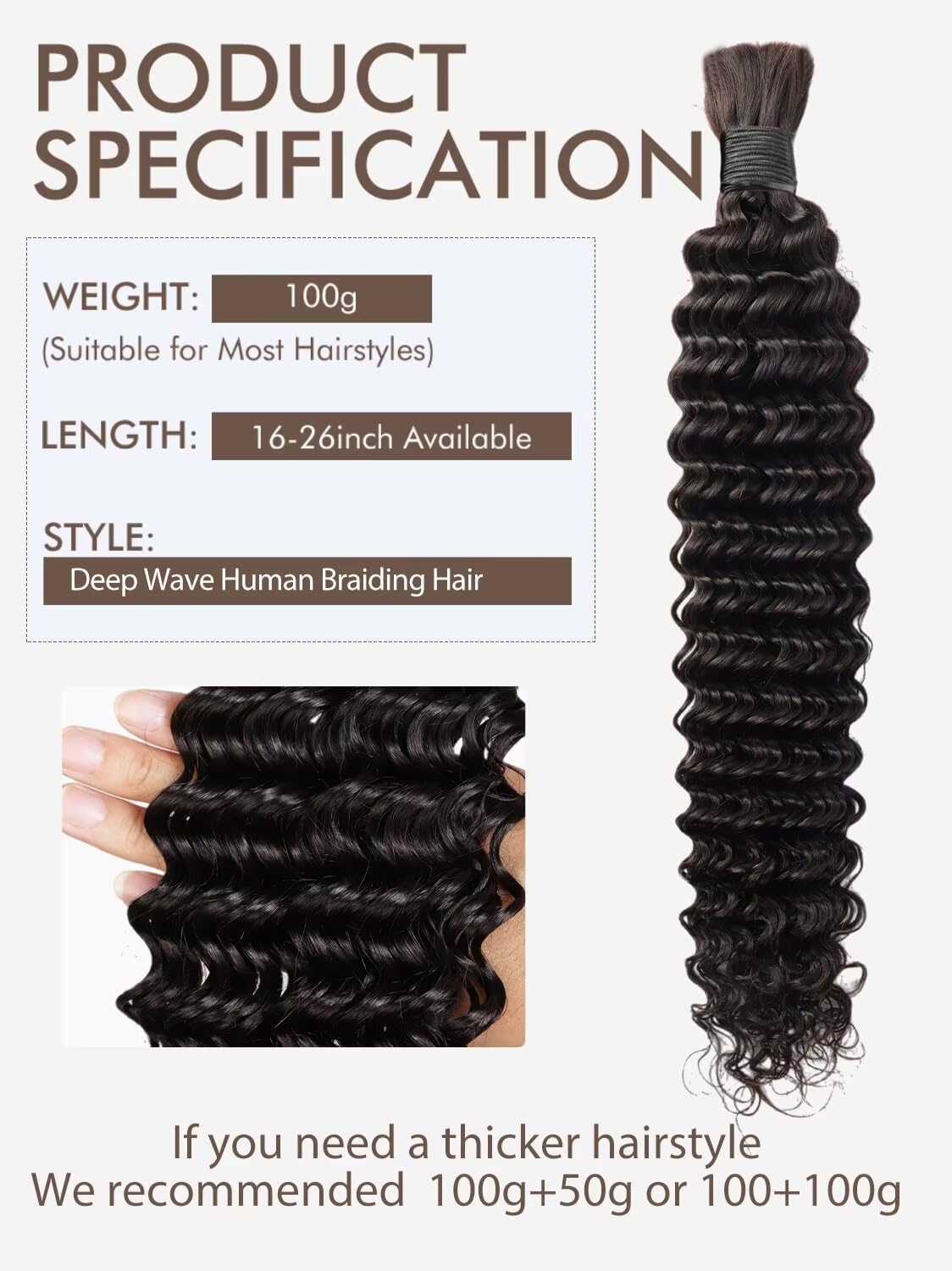 Boho Luxe Deep Wave Human Hair Braiding Bundle